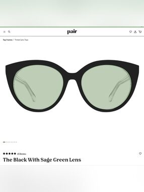Pair Eyewear Brand Zuri Style Magnetic Topper "Black With Sage Green Lenses"